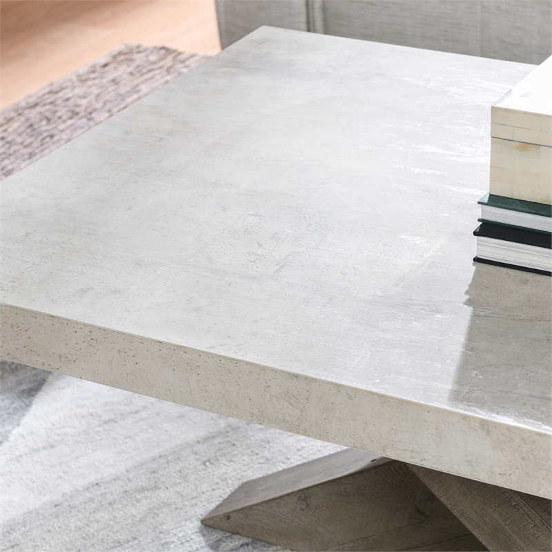 Kosas Home Durant Transitional Wood Coffee Table in Antique White/Corsican Gray