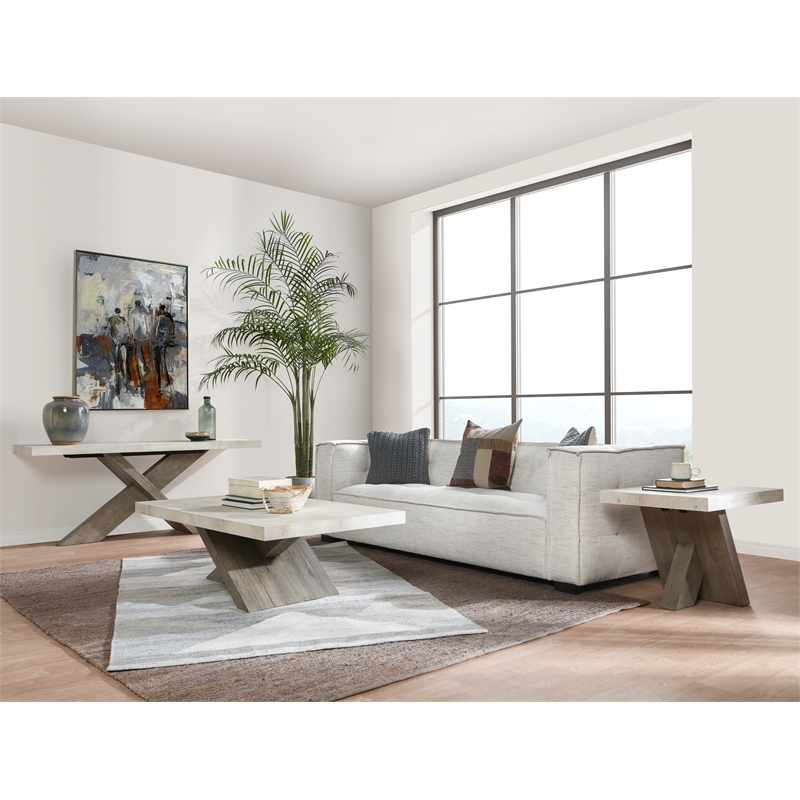 Kosas Home Durant Transitional Wood Coffee Table in Antique White/Corsican Gray