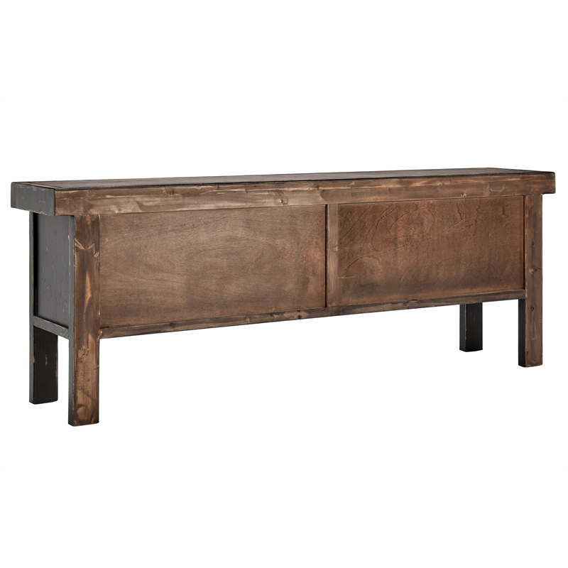 Kosas Home Lahey 11-Drawer Reclaimed Pine Wood Console Table in Black
