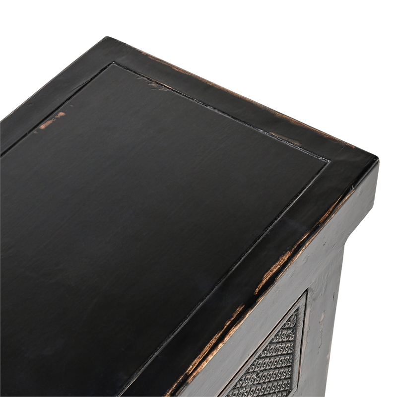 Kosas Home Lahey 11-Drawer Reclaimed Pine Wood Console Table in Black