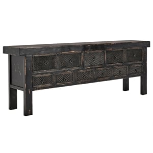 Kosas Home Lahey 11-Drawer Reclaimed Pine Wood Console Table in Black