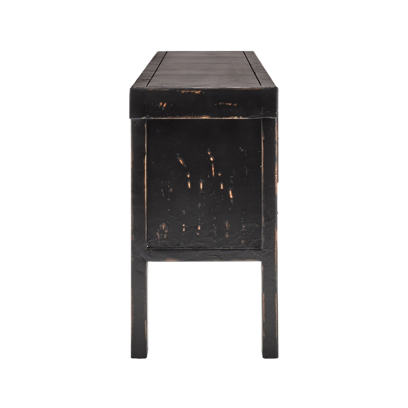 Kosas Home Lahey 11-Drawer Reclaimed Pine Wood Console Table in Black