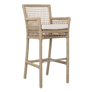 Kosas Home Brisbane 31&quot Olefin & Aluminum Bar Stool in Natural Brown