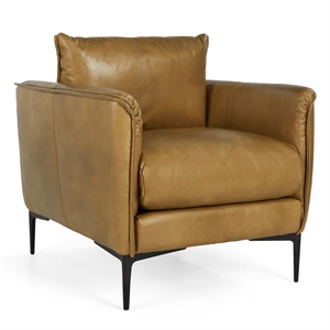 Kosas Home Abigail Transitional Buffalo Leather Club Chair in Tan