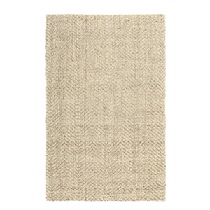 Kosas Home Chevron 120 x 168&quot Transitional Jute Fabric Area Rug in Ivory