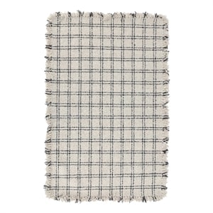 Kosas Home Bradbury 108 x 144&quot Checkered Wool Area Rug in Ivory/Black