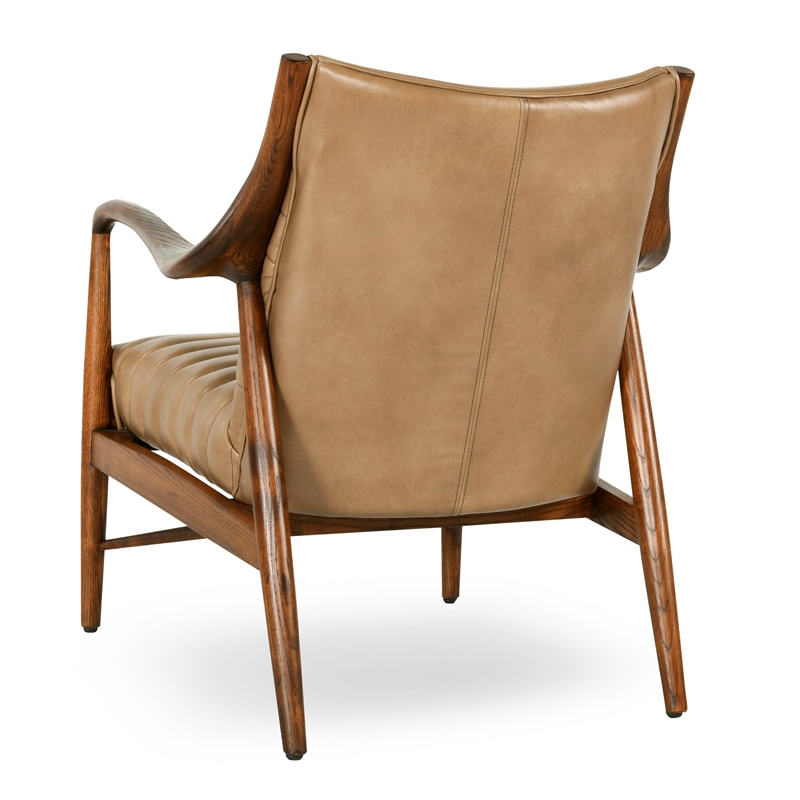Kosas Home Kenneth Transitional Leather & Wood Accent Chair in Natural/Tan
