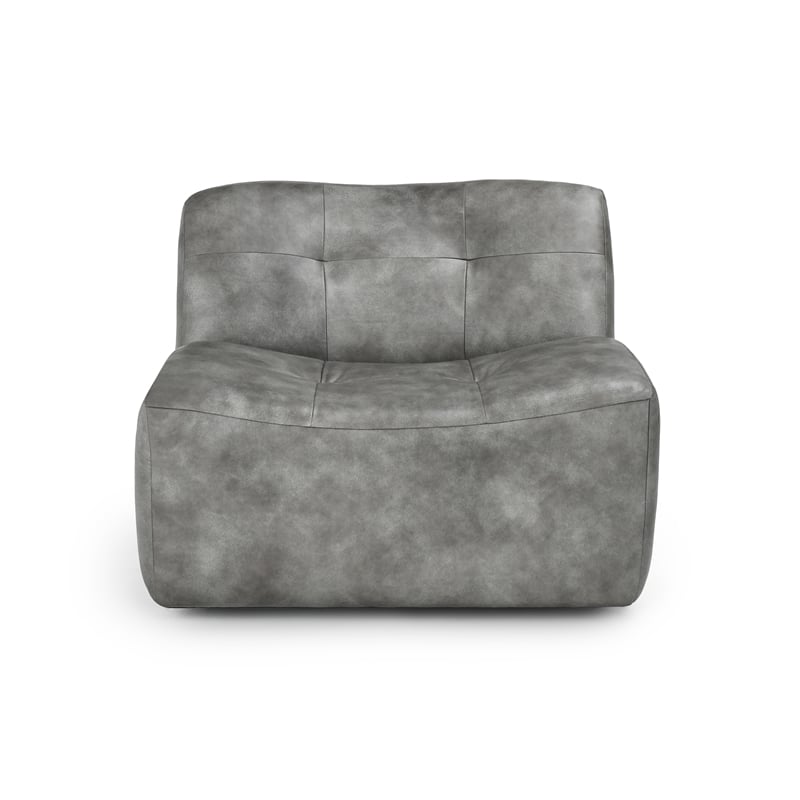 Kosas Home Gabriel Top Grain Leather Swivel Accent Chair in Gray