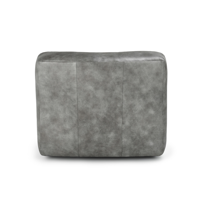 Kosas Home Gabriel Top Grain Leather Swivel Accent Chair in Gray