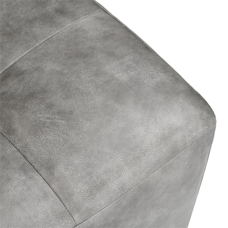 Kosas Home Gabriel Top Grain Leather Swivel Accent Chair in Gray