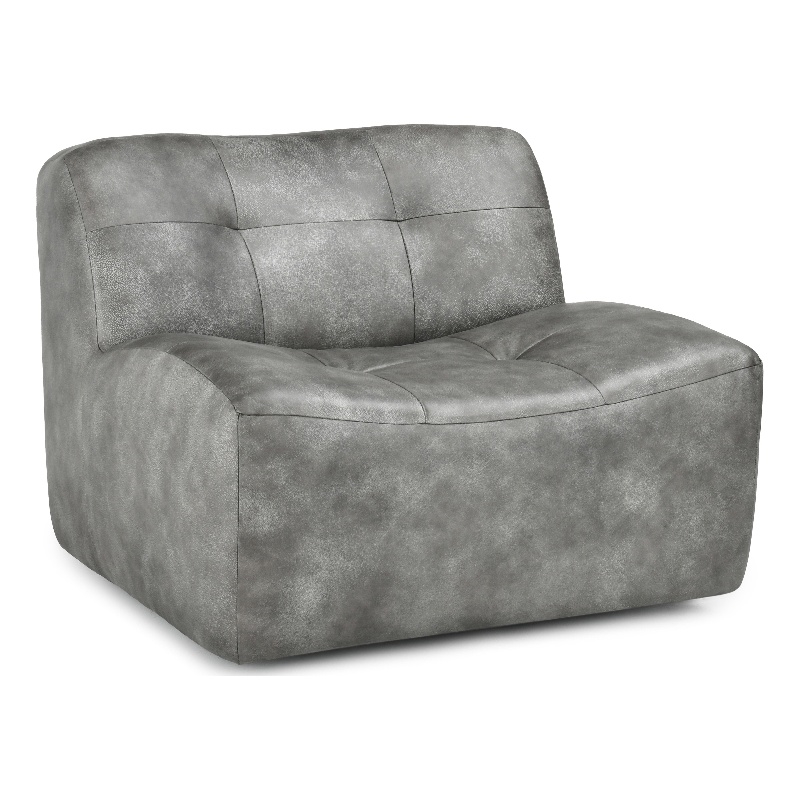 Kosas Home Gabriel Top Grain Leather Swivel Accent Chair in Gray
