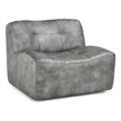 Kosas Home Gabriel Top Grain Leather Swivel Accent Chair in Gray
