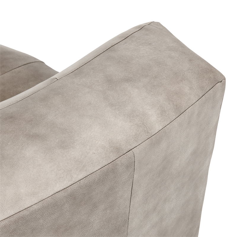 Kosas Home Gabriel Top Grain Leather Swivel Accent Chair in Sand Gray