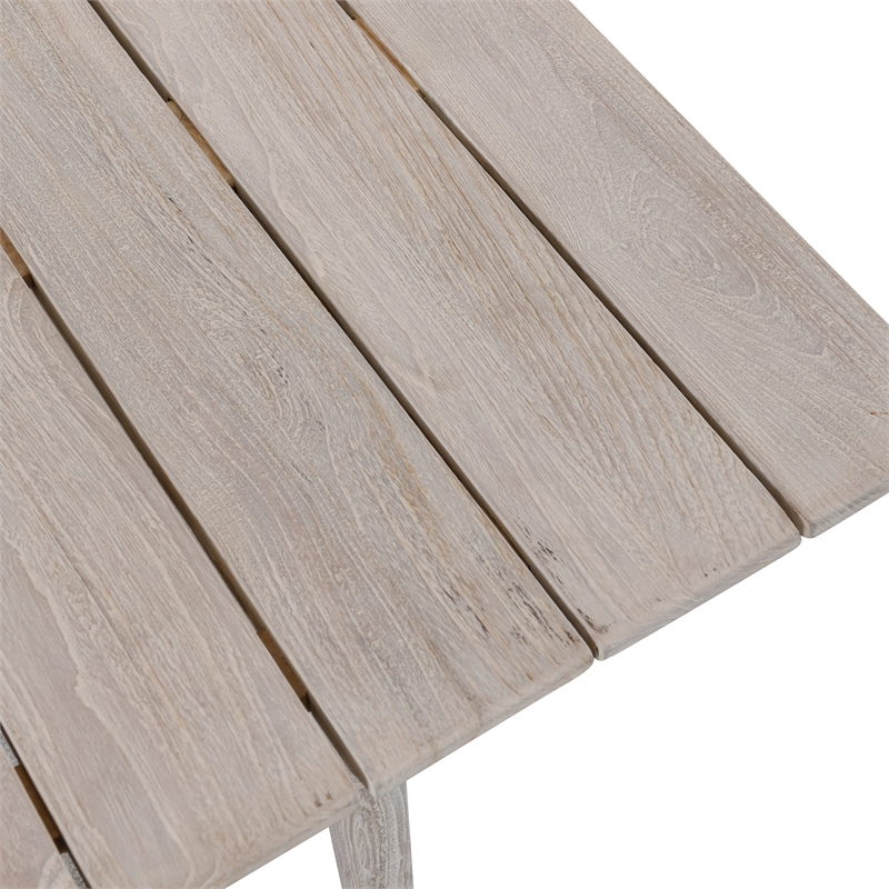 Kosas Home Dawn Rectangle Teak Wood Outdoor Coffee Table in Matte Gray
