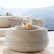 Kosas Home Nellie Concrete Stone Outdoor Coffee Table in Rough Light Gray