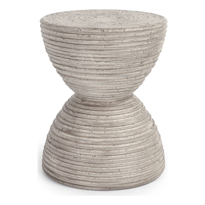 Kosas Home Corey Concrete Stone Outdoor Accent Table in Rough Light Gray