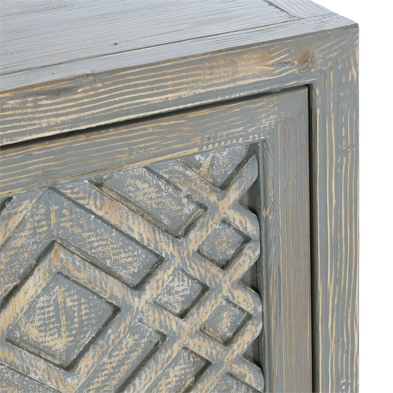 Kosas Home Antigua 4-Door Transitional Wood Sideboard in Antique Blue