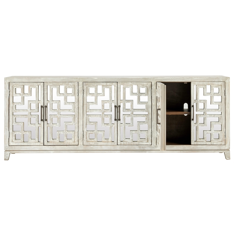 Kosas Home Arley 6-Door Transitional Wood Sideboard in Distressed Ivory