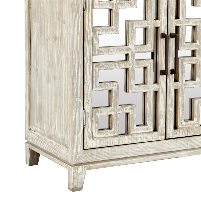 Kosas Home Arley 6-Door Transitional Wood Sideboard in Distressed Ivory