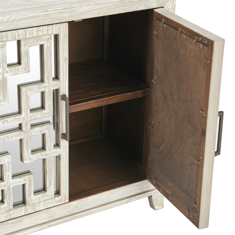 Kosas Home Arley 6-Door Transitional Wood Sideboard in Distressed Ivory