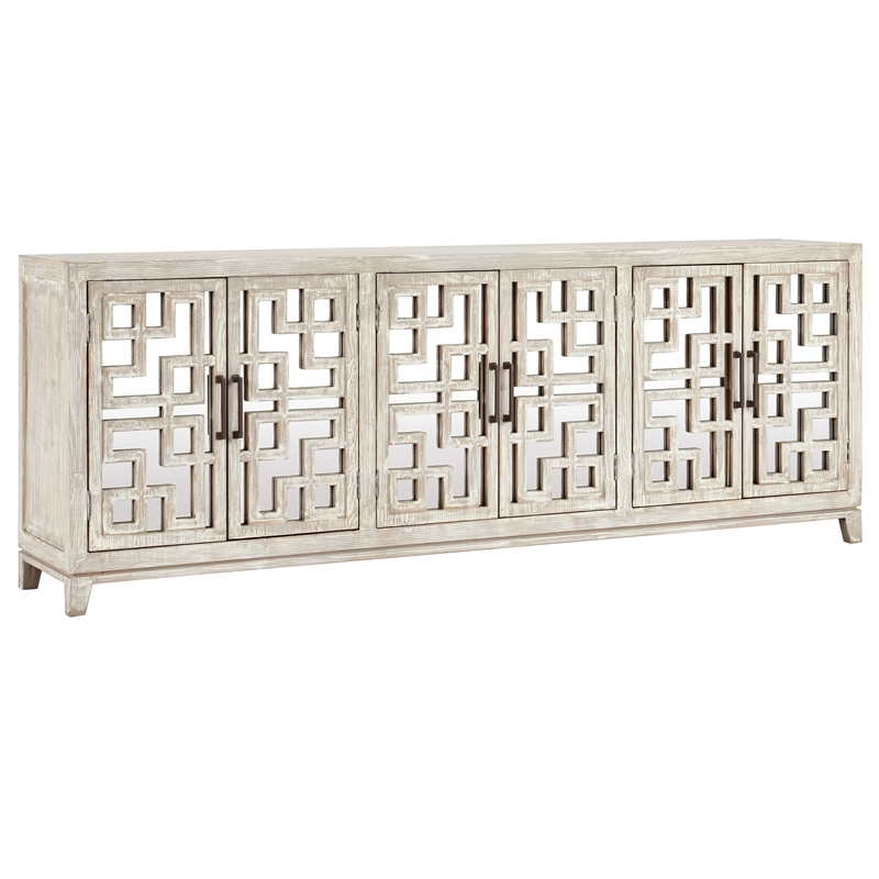Kosas Home Arley 6-Door Transitional Wood Sideboard in Distressed Ivory