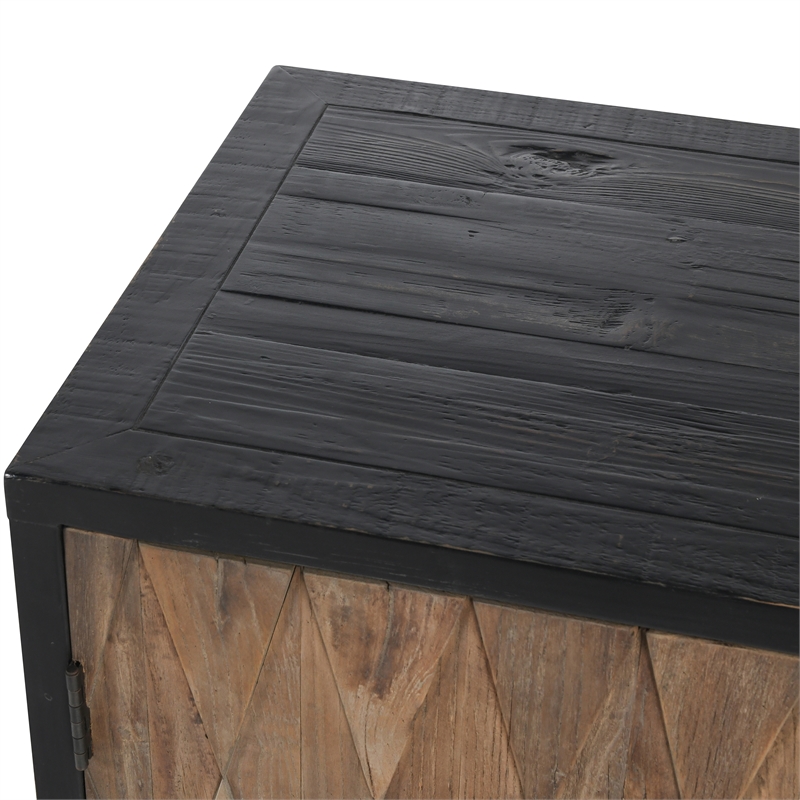 Kosas Home Anton 4-Door Farmhouse Wood Sideboard in Natural Brown/Dark Black