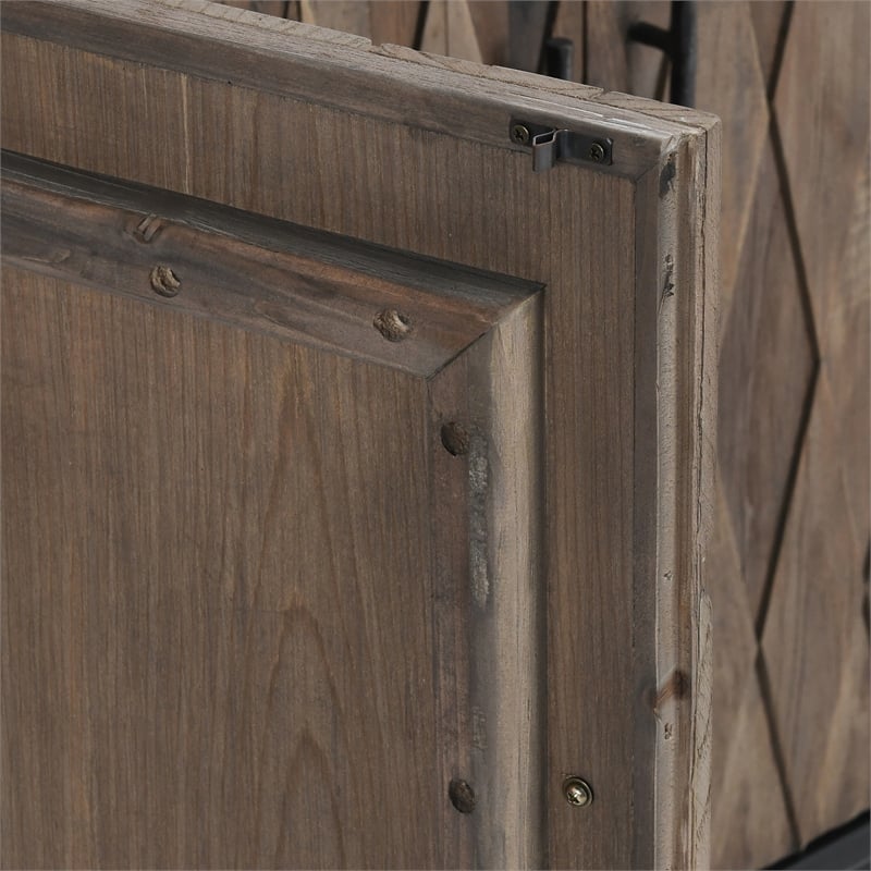 Kosas Home Anton 4-Door Farmhouse Wood Sideboard in Natural Brown/Dark Black