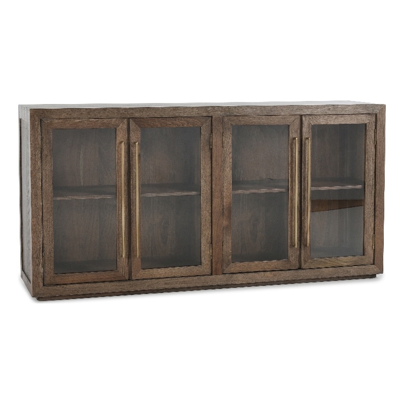 Kosas Home Bradley 4-Door Transitional Solid Oak Wood Sideboard in Brown