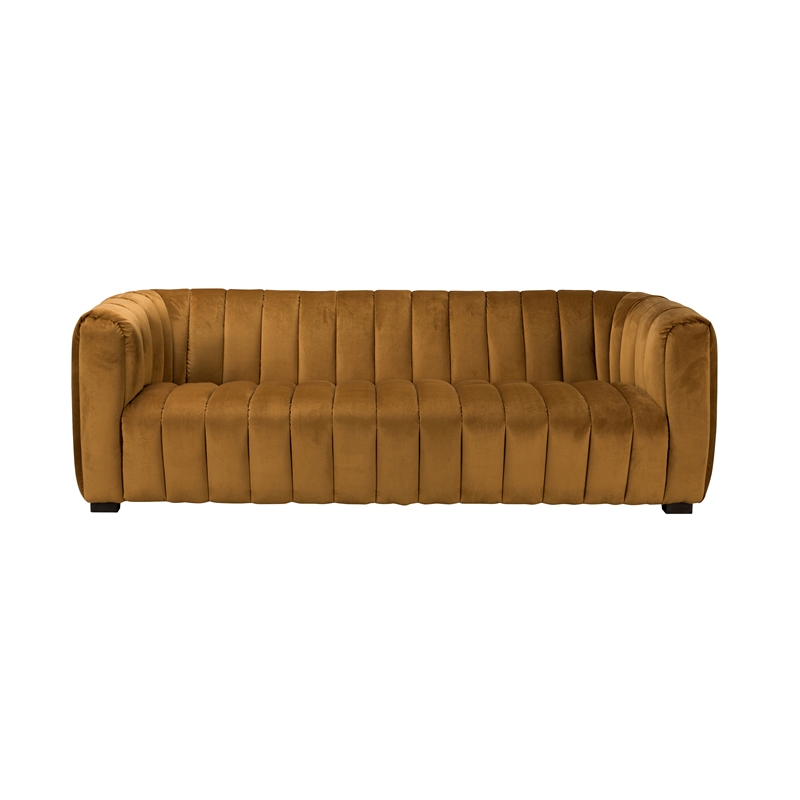 Kosas Home Claire Transitional Polyester Fabric & Rubberwood Sofa in Bronze