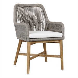 Kosas Home Marley 17.25&quot Wood & Olefin Outdoor Dining Chair in Ash Gray/Brown