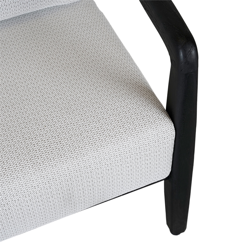 Kosas Home Aria Teak Wood & Olefin Outdoor Accent Chair in Cream/Black