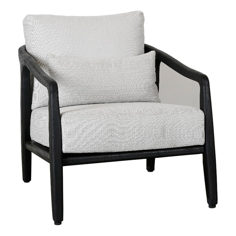 Kosas Home Aria Teak Wood & Olefin Outdoor Accent Chair in Cream/Black