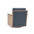 Norman Upholstered Linen Fabric Swivel Accent Chair in Blue Teal