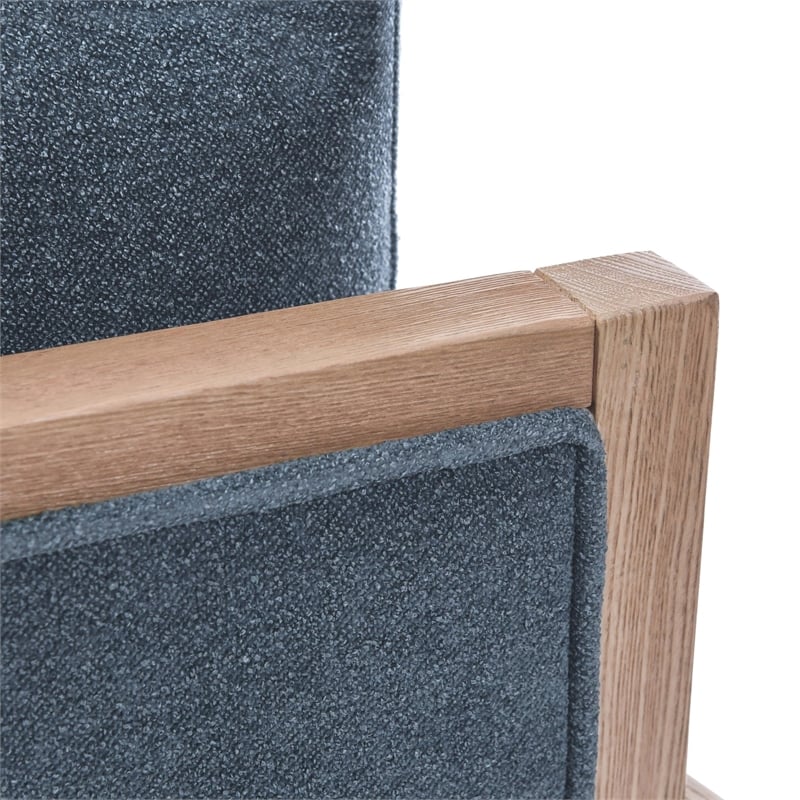 Norman Upholstered Linen Fabric Swivel Accent Chair in Blue Teal