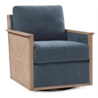 Norman Upholstered Linen Fabric Swivel Accent Chair in Blue Teal