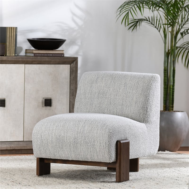 Kosas Home Chelsea Fabric Accent Chair - Ivory with Dynamic Wood Frame