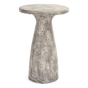 Kosas Home Collins 19&quot Concrete Stone Outdoor Accent Table in Light Gray