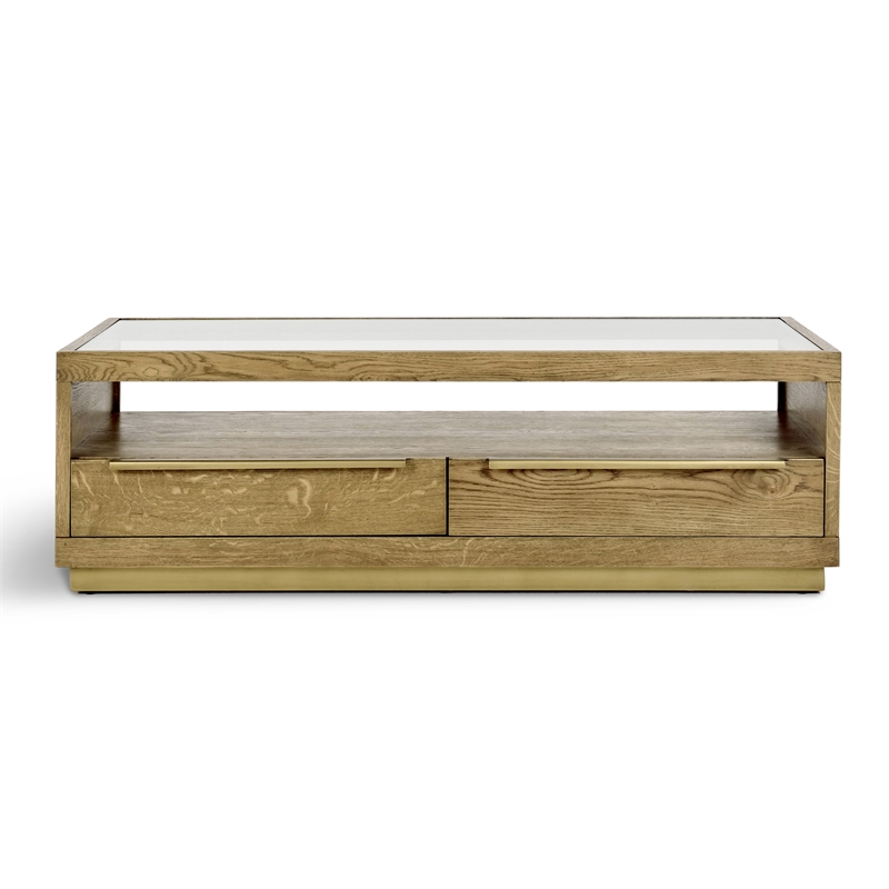 Kosas Home Fallbook Four-Drawer Wood Coffee Table in Medium Oak