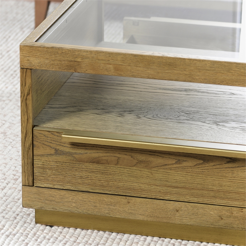 Kosas Home Fallbook Four-Drawer Wood Coffee Table in Medium Oak