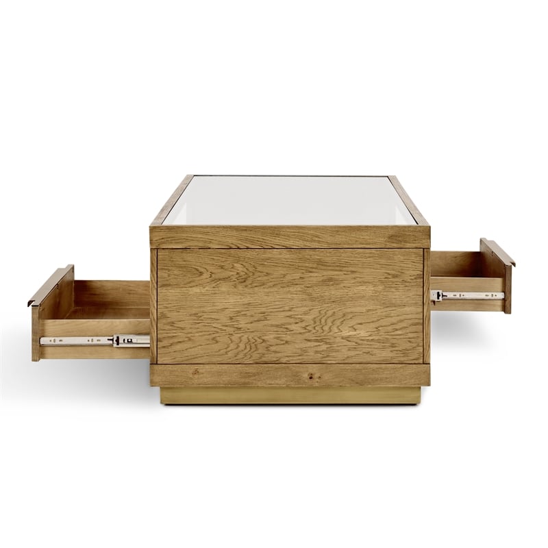 Kosas Home Fallbook Four-Drawer Wood Coffee Table in Medium Oak