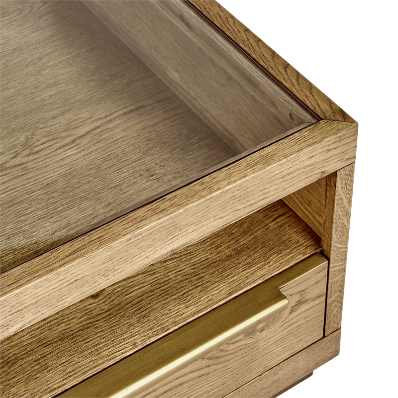 Kosas Home Fallbook Four-Drawer Wood Coffee Table in Medium Oak