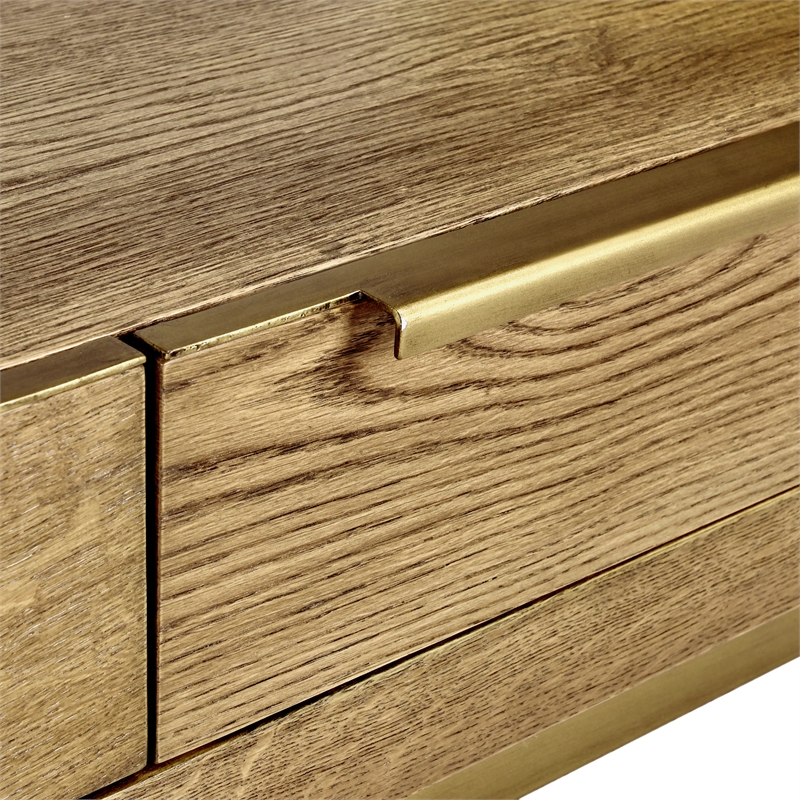 Kosas Home Fallbook Four-Drawer Wood Coffee Table in Medium Oak