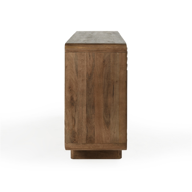 Kosas Home Holmes Geometric Pattern Four Door Mango Wood Sideboard in Brown