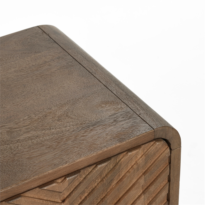 Kosas Home Holmes Geometric Pattern Four Door Mango Wood Sideboard in Brown