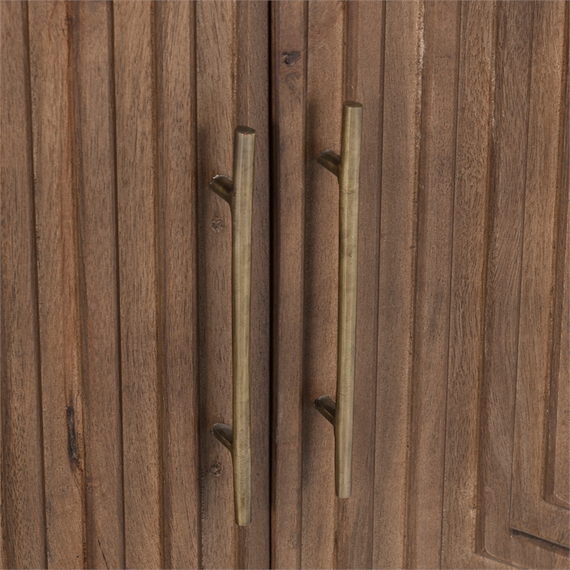 Kosas Home Holmes Geometric Pattern Four Door Mango Wood Sideboard in Brown