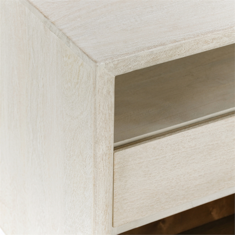Kosas Home Reece 2-Drawer Modern Mango Wood Nightstand in Sand