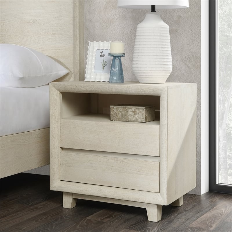 Kosas Home Reece 2-Drawer Modern Mango Wood Nightstand in Sand