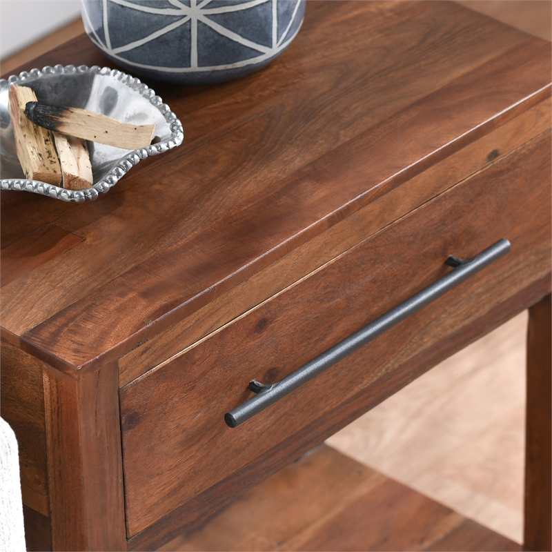 Kosas Home Wren One-Drawer Mango Wood End Table in Natural Brown