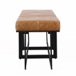 Kosas Home Calvin Leather and Tube Iron Narrow Bench in Chestnut