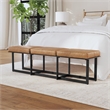 Kosas Home Calvin Leather and Tube Iron Narrow Bench in Chestnut